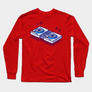 Turntable With Vinyl Cartoon Long Sleeve T-Shirt